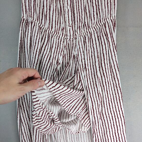 J for Justify Red White Striped Maxi Romper Dress Sz XL Open Front w Shorts Boho - Picture 8 of 10
